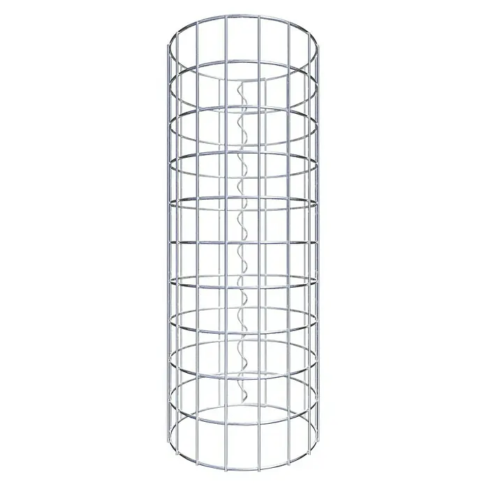 Gabiona Gabionensäule - Durchmesser: 27 cm, Höhe: 50 cm, Stahl, Maschenbreite: 50 mm, Maschenhöhe: 50 mm - Silberfarbener Spiralschutz für Pflanzen, ideal für den Schutz von jungen Bäumen und Sträuchern im Garten vor Beschädigungen.