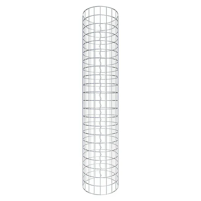 Gabiona Gabionensäule - Durchmesser: 32 cm, Höhe: 110 cm, Stahl, Maschenbreite: 50 mm, Maschenhöhe: 50 mm - Aufnahme eines Turms, der aus einem äußeren Rahmen und einer spiralförmigen Treppe im Inneren besteht.