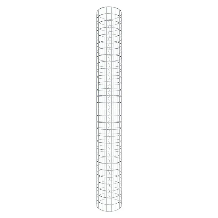 Gabiona Gabionensäule - Durchmesser: 27 cm, Höhe: 150 cm, Stahl, Maschenbreite: 50 mm, Maschenhöhe: 50 mm - Nahaufnahme eines spiralförmigen Windgenerators, umgeben von einem Gitter, der Windenergie effizient nutzt. Ideal für nachhaltige Energiegewinnung.