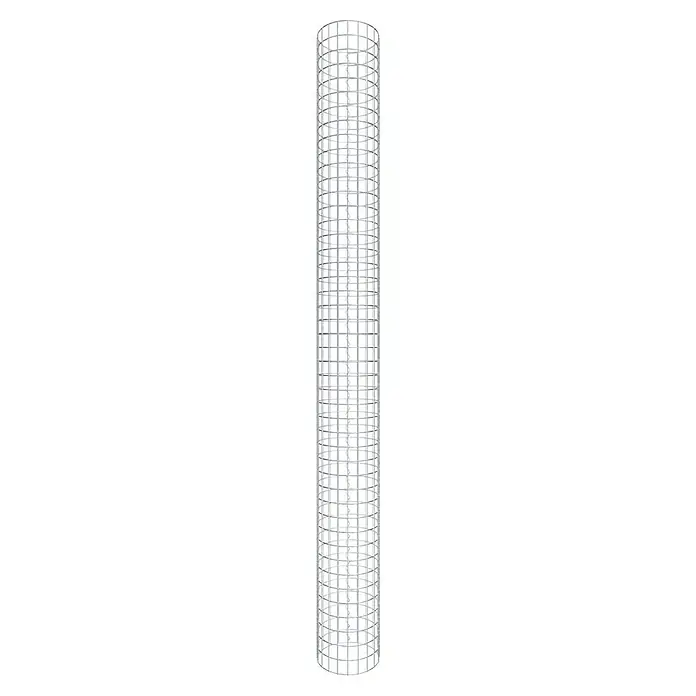 Gabiona Gabionensäule - Durchmesser: 37 cm, Höhe: 230 cm, Stahl, Maschenbreite: 50 mm, Maschenhöhe: 50 mm - Abbildung eines zylindrischen Gitterrohrs mit quadratischen Öffnungen, ideal für industrielle Anwendungen oder architektonische Gestaltung.