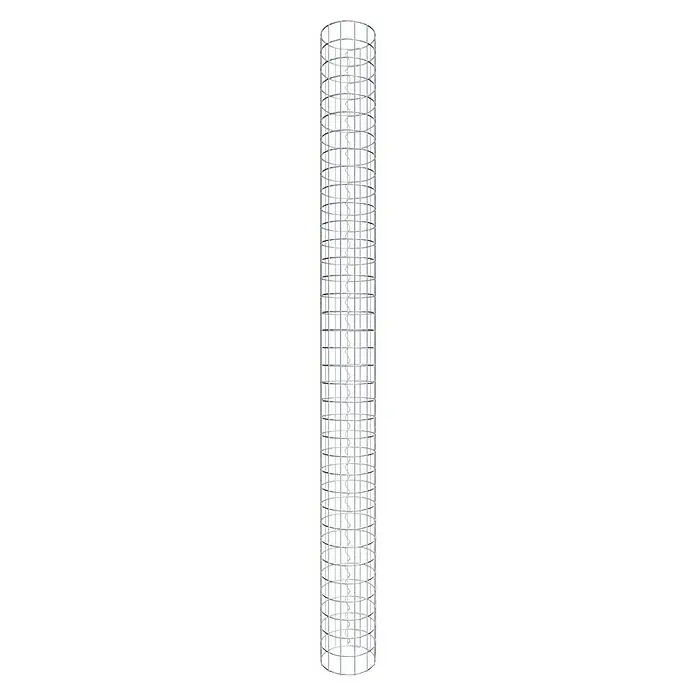 Gabiona Gabionensäule - Durchmesser: 22 cm, Höhe: 180 cm, Stahl, Maschenbreite: 50 mm, Maschenhöhe: 50 mm - Ein Turm aus weißen Regalböden und Verstrebungen, eine innovative und moderne Möbellösung für stilvolle Aufbewahrung.