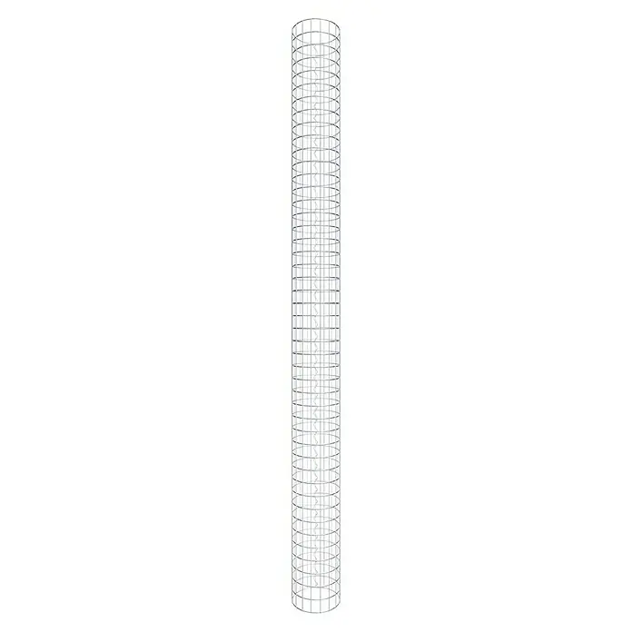 Gabiona Gabionensäule - Durchmesser: 27 cm, Höhe: 230 cm, Stahl, Maschenbreite: 50 mm, Maschenhöhe: 50 mm - Detailansicht eines modernen Bürogebäudes mit klarer Fassadenstruktur und reflektierenden Fenstern, die urbanen Chic ausstrahlen.
