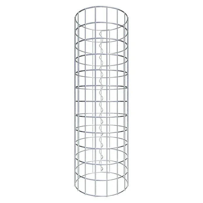 Gabiona Gabionensäule - Durchmesser: 27 cm, Höhe: 60 cm, Stahl, Maschenbreite: 50 mm, Maschenhöhe: 50 mm - Bild eines robusten Metall-Pflanzenturms mit einer spiralförmigen Stützstruktur im Inneren, ideal für Kletterpflanzen und dekorative Gärten.