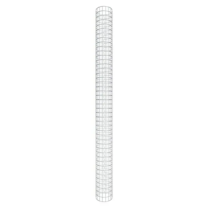 Gabiona Gabionensäule - Durchmesser: 27 cm, Höhe: 220 cm, Stahl, Maschenbreite: 50 mm, Maschenhöhe: 50 mm - Nahaufnahme eines silbernen Gitters, das sich ideal für eine moderne Inneneinrichtung eignet. Das Gitter bietet eine stilvolle und luftige Atmosphäre.