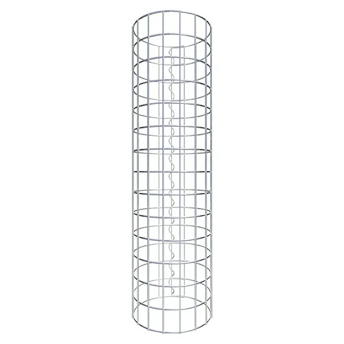 Gabiona Gabionensäule - Durchmesser: 27 cm, Höhe: 70 cm, Stahl, Maschenbreite: 50 mm, Maschenhöhe: 50 mm - Bild eines zylindrischen Spalier mit einer spiralförmigen Kletterhilfe in der Mitte, ideal für Pflanzen.