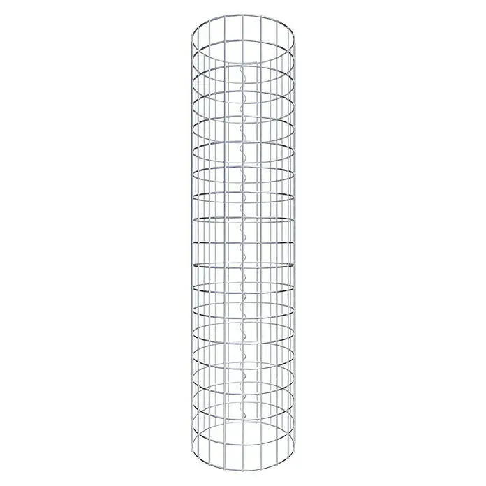 Gabiona Gabionensäule - Durchmesser: 32 cm, Höhe: 90 cm, Stahl, Maschenbreite: 50 mm, Maschenhöhe: 50 mm - Aufnahme eines röhrenförmigen Spaliergestells, das für Pflanzen wie Tomaten oder Klettergemüse im Garten ideal ist.