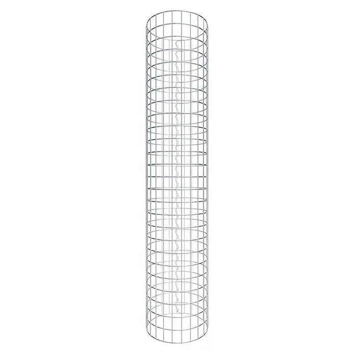 Gabiona Gabionensäule - Durchmesser: 37 cm, Höhe: 130 cm, Stahl, Maschenbreite: 50 mm, Maschenhöhe: 50 mm - Aufnahme eines hohen, spiralförmigen Tomatenkäfigs aus Metall, der Pflanzen stützt und das Wachstum in Gärten fördert.