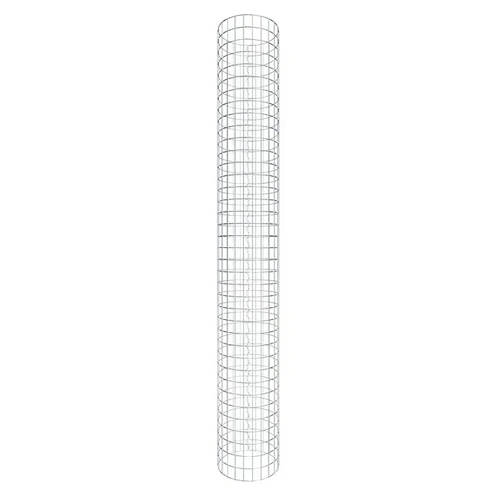 Gabiona Gabionensäule - Durchmesser: 37 cm, Höhe: 190 cm, Stahl, Maschenbreite: 50 mm, Maschenhöhe: 50 mm - Die Abbildung zeigt einen zylinderförmigen Lampenschirm mit einem Gittermuster, der eine moderne und luftige Beleuchtungslösung darstellt.