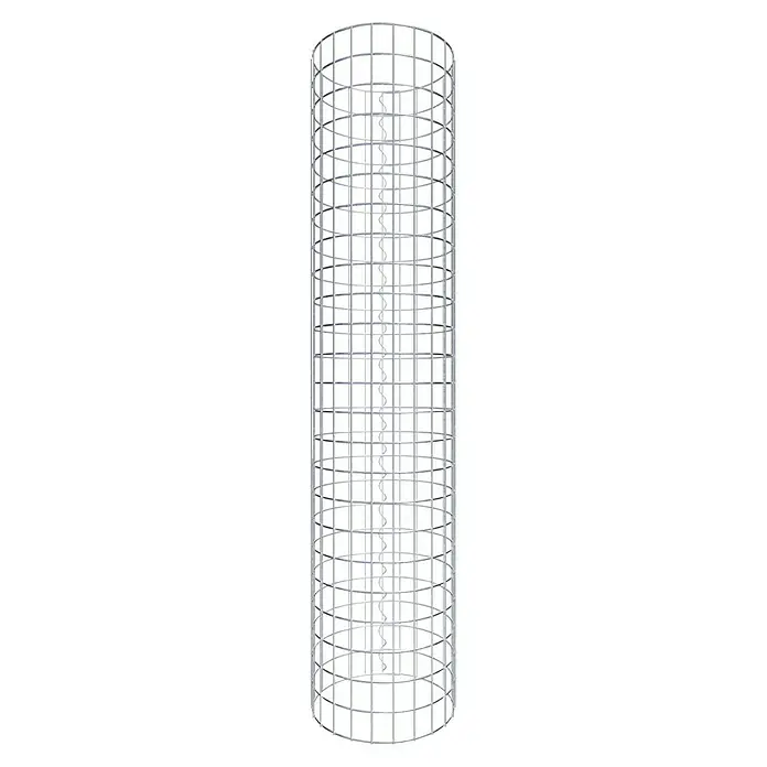Gabiona Gabionensäule - Durchmesser: 37 cm, Höhe: 120 cm, Stahl, Maschenbreite: 50 mm, Maschenhöhe: 50 mm - Stilvolle Wendeltreppe in einem zylindrischen Käfig. Die Treppe bietet ein modernes und offenes Design, ideal für helle Innenräume.