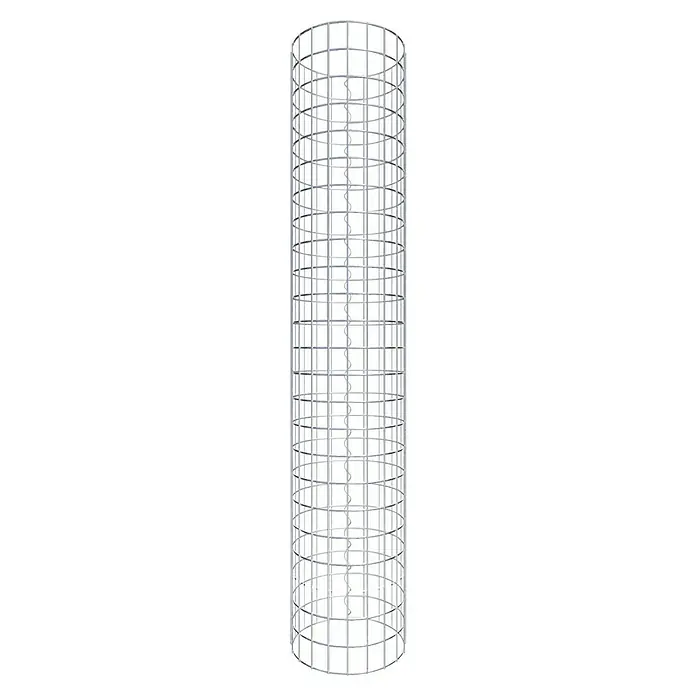 Gabiona Gabionensäule - Durchmesser: 32 cm, Höhe: 120 cm, Stahl, Maschenbreite: 50 mm, Maschenhöhe: 50 mm - Ein zylindrischer Pflanzenstützturm aus Metall mit einer spiralförmigen Innenstruktur zur Unterstützung des Pflanzenwachstums.