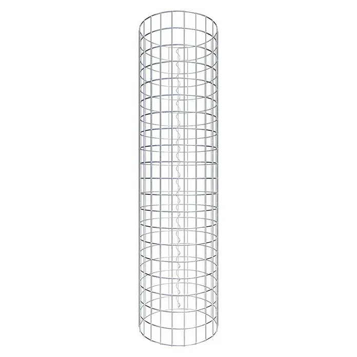 Gabiona Gabionensäule - Durchmesser: 37 cm, Höhe: 100 cm, Stahl, Maschenbreite: 50 mm, Maschenhöhe: 50 mm - Spiral-Struktur in einem zylindrischen Gitter. Das Produkt ist ideal für kreative Projekte und als Dekoration.