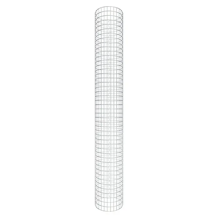 Gabiona Gabionensäule - Durchmesser: 47 cm, Höhe: 230 cm, Stahl, Maschenbreite: 50 mm, Maschenhöhe: 50 mm - Ein spiralförmiges, modernes Weinregal aus Metall in Silber, das Flaschen stilvoll aufbewahrt und präsentiert.