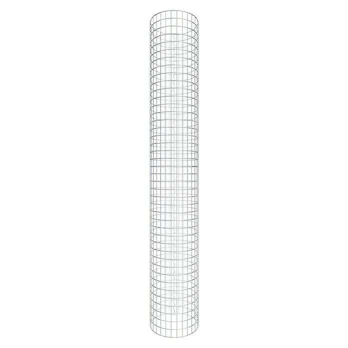 Gabiona Gabionensäule - Durchmesser: 47 cm, Höhe: 210 cm, Stahl, Maschenbreite: 50 mm, Maschenhöhe: 50 mm - Silberner Drahtgeflecht-Zylinder, ideal für Bastelarbeiten oder als dekoratives Element. Die zylindrische Form mit silbernem Drahtnetz bietet vielseitige Einsatzmöglichkeiten.