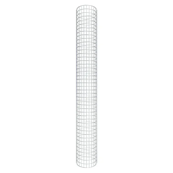 Gabiona Gabionensäule - Durchmesser: 42 cm, Höhe: 220 cm, Stahl, Maschenbreite: 50 mm, Maschenhöhe: 50 mm - Ein länglicher, zylindrischer Diffusor mit einem Gitterrahmen. Ideal für eine gleichmäßige Lichtverteilung und moderne Beleuchtungslösungen.