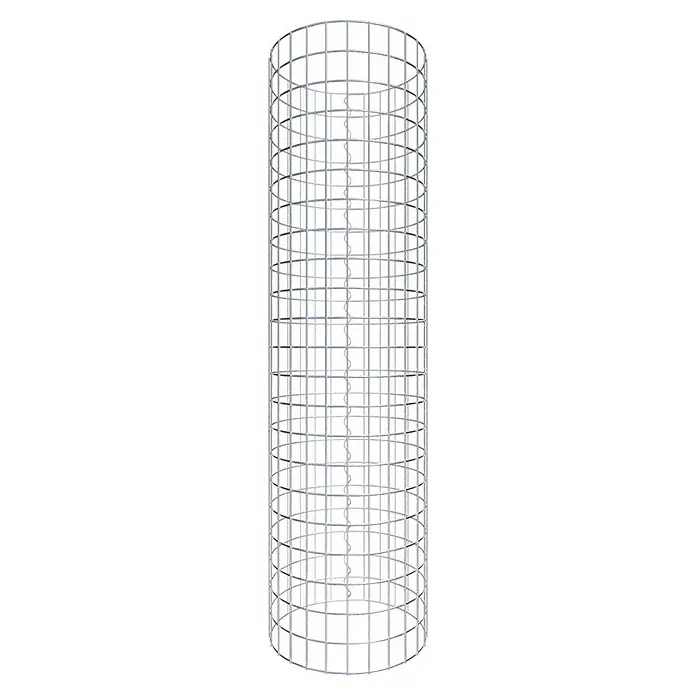 Gabiona Gabionensäule - Durchmesser: 42 cm, Höhe: 110 cm, Stahl, Maschenbreite: 50 mm, Maschenhöhe: 50 mm - Aufnahme einer zylindrischen Rankhilfe aus Metall, die Pflanzen beim Wachsen unterstützt und einen modernen Touch verleiht.