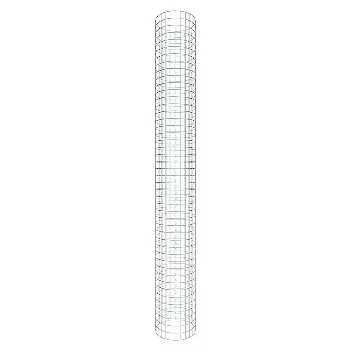 Gabiona Gabionensäule - Durchmesser: 42 cm, Höhe: 230 cm, Stahl, Maschenbreite: 50 mm, Maschenhöhe: 50 mm - Ein hochauflösendes Bild eines Turms mit einem Gitterwerk, das ein beeindruckendes architektonisches Detail hervorhebt.