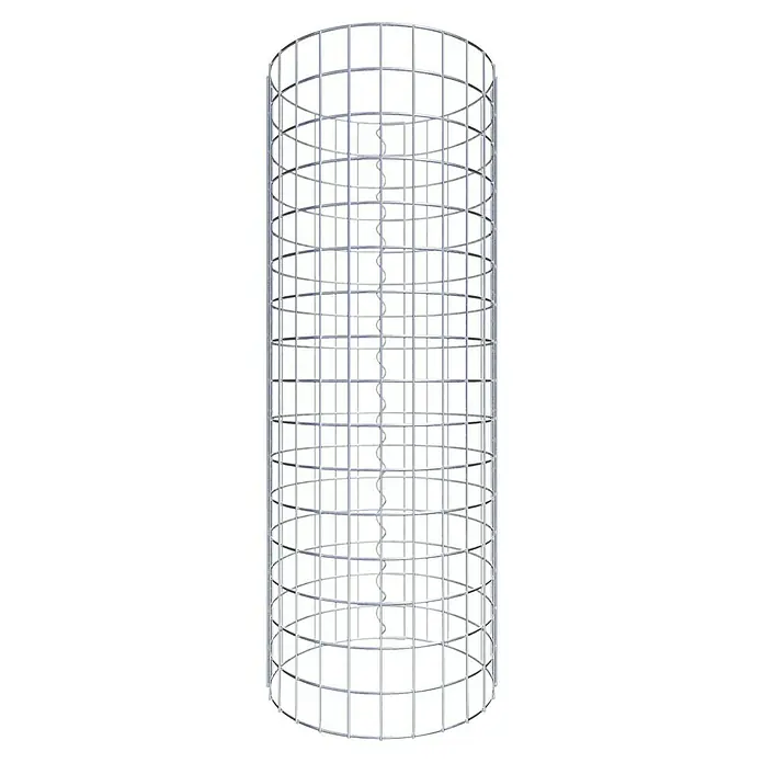 Gabiona Gabionensäule - Durchmesser: 42 cm, Höhe: 80 cm, Stahl, Maschenbreite: 50 mm, Maschenhöhe: 50 mm, Spirale - Abbildung eines zylindrischen Drahtkäfigs, ideal für Pflanzenstützen im Garten, mit sauberer, stabiler Struktur.
