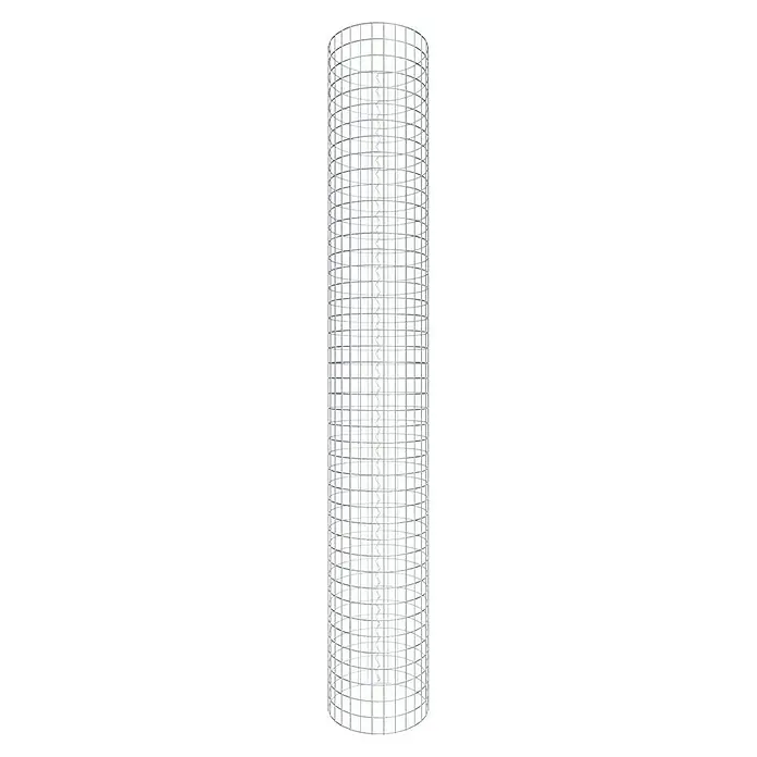 Gabiona Gabionensäule - Durchmesser: 47 cm, Höhe: 220 cm, Stahl, Maschenbreite: 50 mm, Maschenhöhe: 50 mm - Ein hoher, zylinderförmiger Lampenschirm mit einem quadratischen Gittermuster, der ein diffuses Licht erzeugt und eine moderne Ästhetik bietet.