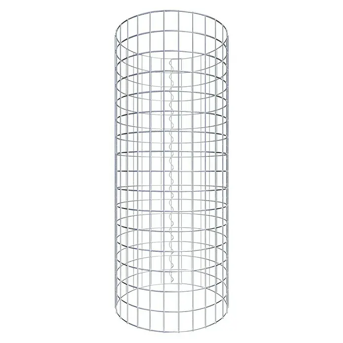 Gabiona Gabionensäule - Durchmesser: 47 cm, Höhe: 80 cm, Stahl, Maschenbreite: 50 mm, Maschenhöhe: 50 mm, Spirale - Der zylindrische Windturbinenrotor, umgeben von einer Schutzstruktur, fängt die Energie des Windes effizient ein.