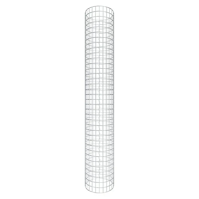 Gabiona Gabionensäule - Durchmesser: 42 cm, Höhe: 180 cm, Stahl, Maschenbreite: 50 mm, Maschenhöhe: 50 mm - Das Bild zeigt eine zylindrische Rankhilfe aus Metall, die Kletterpflanzen idealen Halt bietet und gleichzeitig dekorativ wirkt.