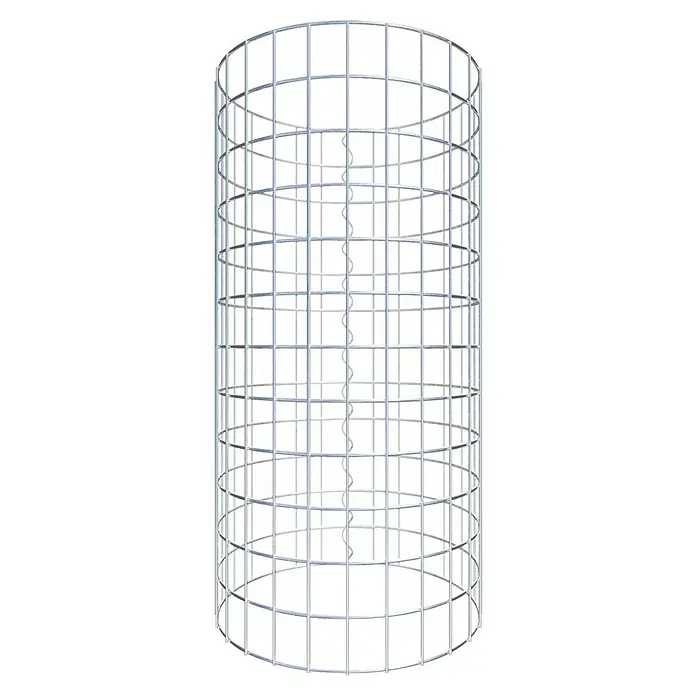 Gabiona Gabionensäule - Durchmesser: 42 cm, Höhe: 60 cm, Stahl, Maschenbreite: 50 mm, Maschenhöhe: 50 mm - Metallkäfig mit vertikalen und horizontalen Stäben und einer spiralförmigen Leiter in der Mitte für sichere Lagerung und Schutz.