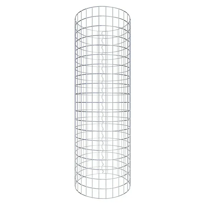 Gabiona Gabionensäule - Durchmesser: 47 cm, Höhe: 100 cm, Stahl, Maschenbreite: 50 mm, Maschenhöhe: 50 mm - Metallgitterstruktur mit spiralförmigem Element in der Mitte, die eine moderne und industrielle Ästhetik verleiht. Eine einzigartige Designkomponente.