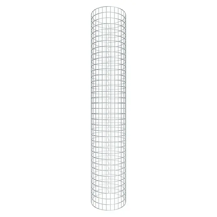 Gabiona Gabionensäule - Durchmesser: 47 cm, Höhe: 180 cm, Stahl, Maschenbreite: 50 mm, Maschenhöhe: 50 mm - Aufnahme eines zylindrischen Metallgitters, das eine robuste und dennoch luftige Struktur für verschiedene Anwendungen bietet.