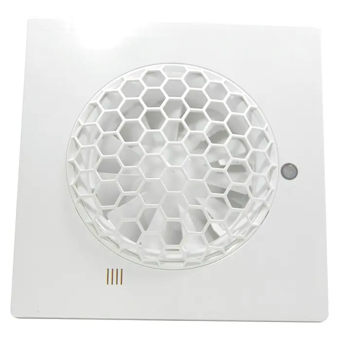 Ventilador de pared de baño 100 Quiet - Blanco, 10 cm - Ventilador de pared blanco con cubierta redonda hexagonal. Asegura buena ventilación.