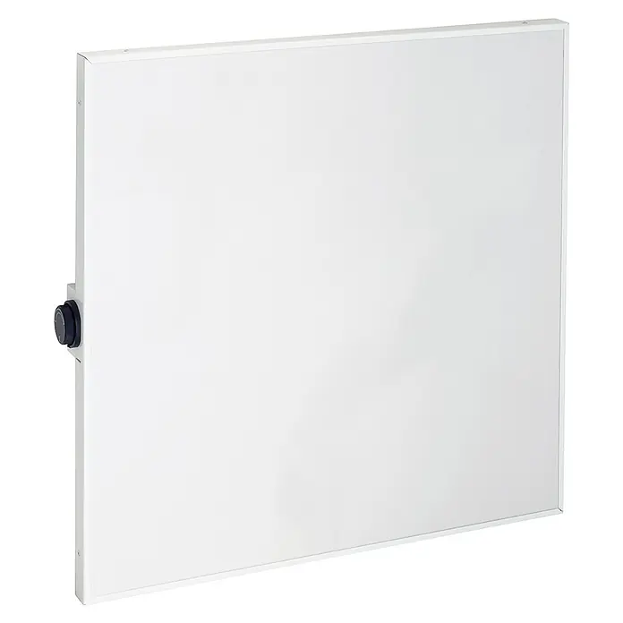 Jollytherm Infrarot-Keramikheizkörper - B x H: 60 x 60 cm, 365 W, Weiß - Ein weißer, wandmontierter Heizkörper mit einem Drehknopf zur Steuerung der Temperatur. Ideal für Wohnräume.