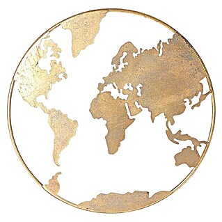 Wandobjekt Welt (Gold, Durchmesser: 58 cm)