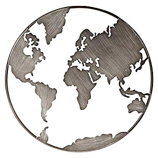 Wandobjekt Welt (Silber, Durchmesser: 58 cm)