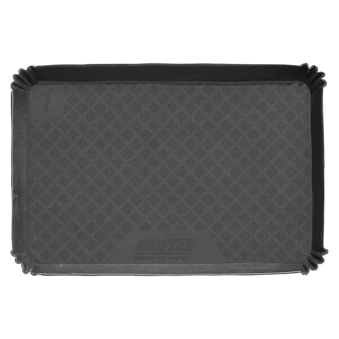 Mottez Kofferraummatte - L x B: 95 x 60 cm - Schwarze rechteckige Kofferraumwanne mit rutschfester Oberfläche und hohem Rand zum Schutz vor Schmutz und Nässe.