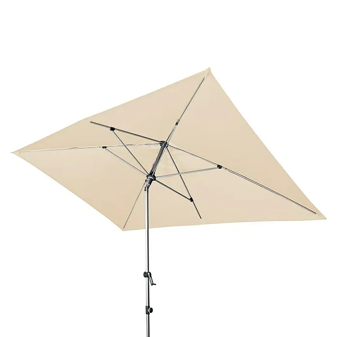 Doppler Expert Marktschirm Auto Tilt - Natur, Bespannungsmaß (L x B): 300 x 200 cm - Beige Sonnenschirm mit quadratischer Form und silbernem Gestell für den Garten oder die Terrasse.