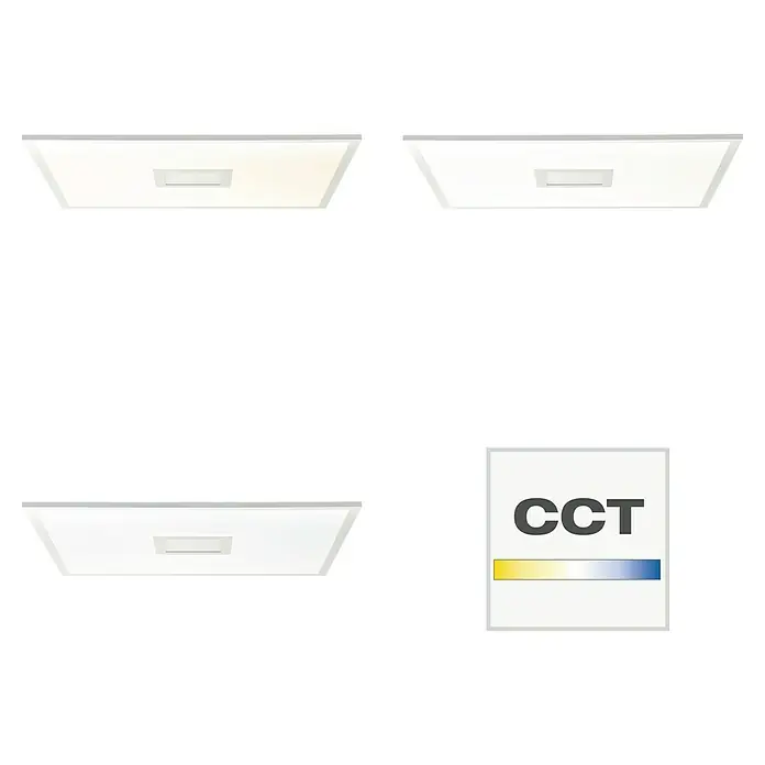 Brilliant LED-Deckenleuchte Odella - 37 W, L x B x H: 59,5 x 59,5 x 5 cm, Weiß, RGBW - Darstellung einer modernen LED-Deckenleuchte mit variabler Farbtemperatur (CCT), ideal für flexible Lichtgestaltung im Raum.