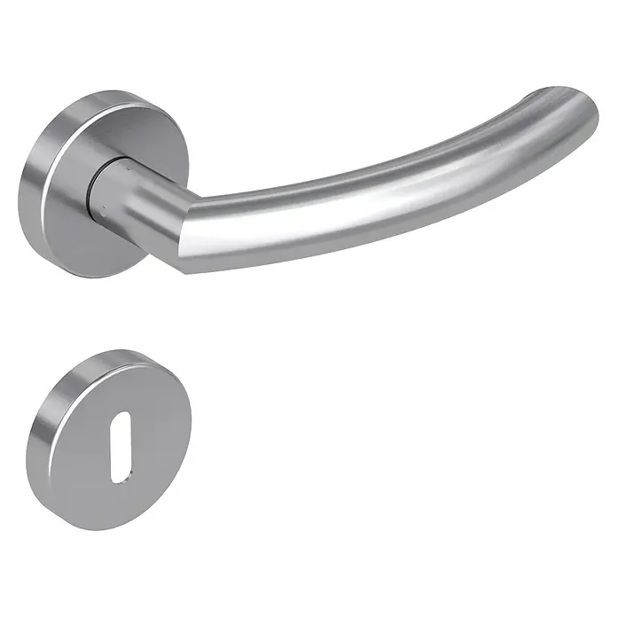 Diamond Doors Classic Drückergarnitur Wisconsin - Edelstahl matt, Buntbart - Ein moderner Türgriff aus Edelstahl mit Schlüsselrosette, ideal für zeitgemäße Inneneinrichtungen.