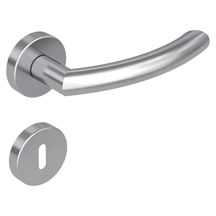 Diamond Doors Classic Drückergarnitur Wisconsin - Edelstahl matt, Buntbart - Ein eleganter Türgriff aus Edelstahl mit passendem Schlüsselloch, ideal für moderne Inneneinrichtungen und bietet eine stilvolle Optik.