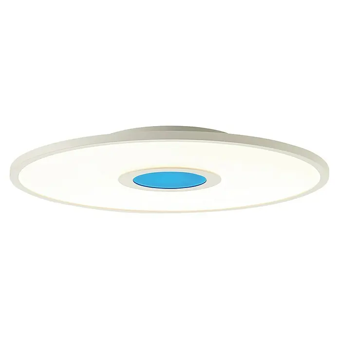 Brilliant LED-Deckenleuchte Odella - 24 W, L x B x H: 45 x 45 x 5 cm, Weiß, RGBW - Weiße LED Deckenleuchte mit blauem Akzent in der Mitte, ideal für moderne Wohnräume und energieeffiziente Beleuchtung.