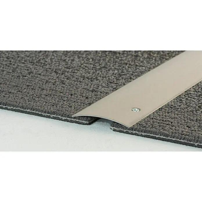 LOGOCLIC Übergangsprofil 101 - Edelstahl matt, 0,9 m x 50 mm x 5,6 mm, Montageart: Schrauben, Seitlich versenkt gelocht - Übergangsprofil aus Metall zwischen zwei Teppichböden, sichere und stilvolle Verbindung für Bodenbeläge.
