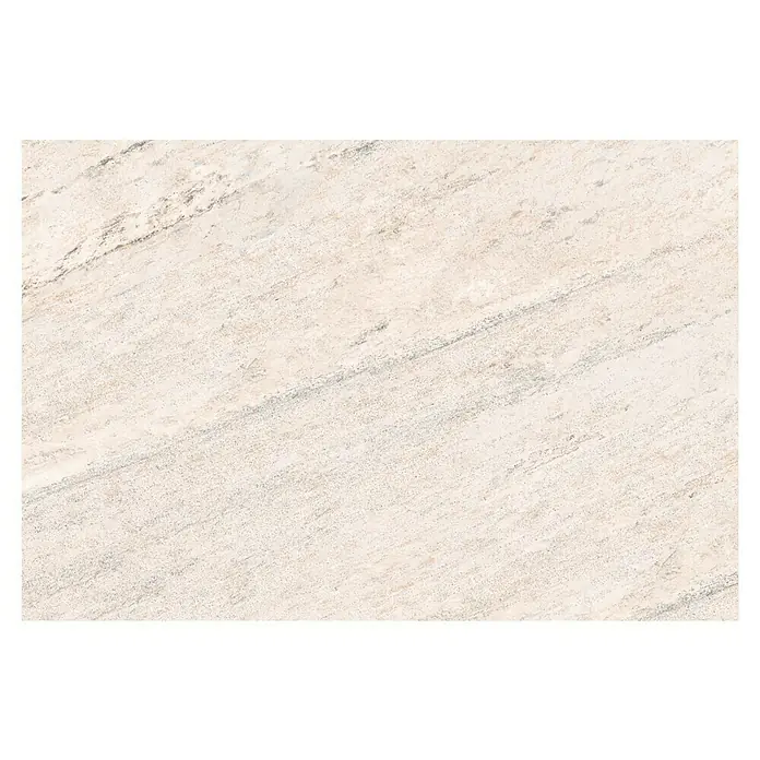 Feinsteinzeugfliese Oyster Marfil - 44 x 66 cm, Grau/Beige, Matt - Nahaufnahme einer eleganten, hellbeigen Keramikfliese mit dezenter Maserung, ideal für stilvolle Innenräume.