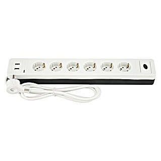 REV Steckdosenleiste Combini (6-fach, 2 USB-Anschlüsse, Weiß, Kabellänge: 1,4 m, 3.680 W)