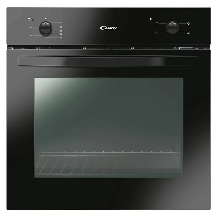 Marinelli Cucine Vormontierte Küchenzeile Gianna Marmor - Breite: 245 cm, Weiß, Anschlag links, Mit Elektrogeräten - Hier ist ein elegantes, schwarzes Candy Einbaubackofen, mit Temperaturregler und Garfunktionen, perfekt für moderne Küchen.