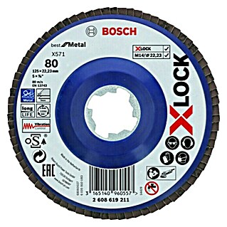 Bosch Professional X-Lock Doorslijpschijf Best for Metal K80 (Lamellenschijf, Recht, Schijfdiameter: 125 mm, Geschikt voor: Metaal, Korreling: 80)