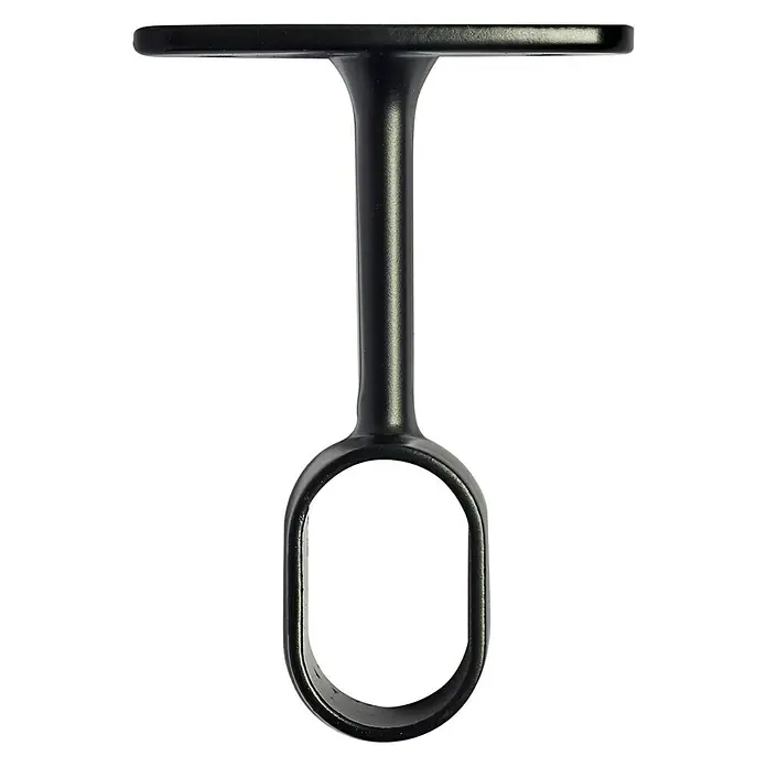Soporte de barra para ropa central - Largo: 4,9 cm, Plástico, Negro, 1 ud. - Soporte metálico para barra de ropa para montaje en pared. Accesorio práctico para armarios fácil de instalar.