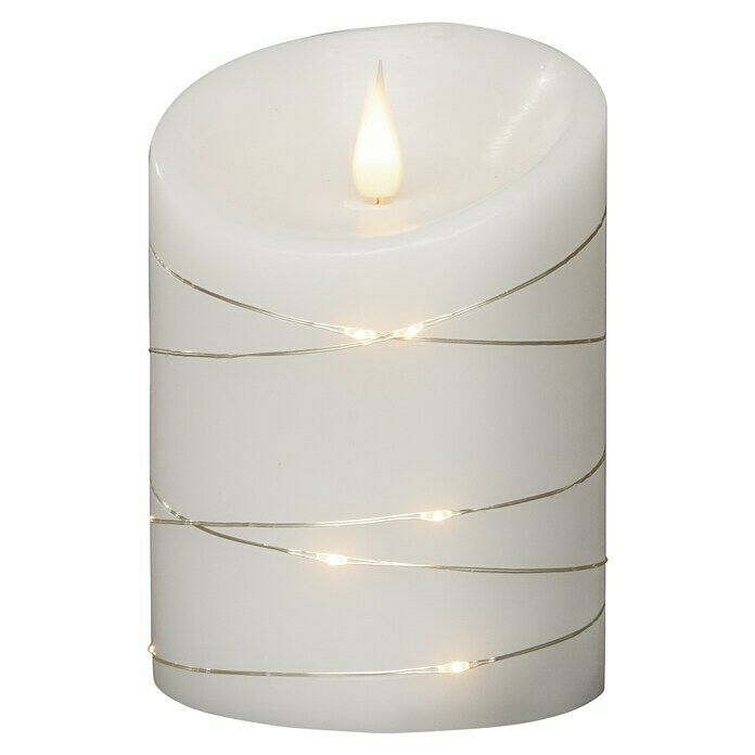 Konstsmide LED-Kerze mit Tropfen (Weiß, Ø x H: 10 x 14 cm, Wachs, Warmweiß)