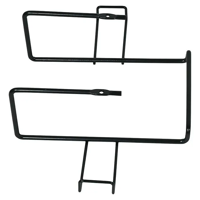 Halterung Fettauffangschale Atlanta - Passend für: Grillstar Gasgrills Atlanta II 300 / 450 / 650 - Abgebildet ist ein schwarzer, doppelter Fahrradkorb-Träger aus Metall, der für zusätzlichen Stauraum am Fahrrad sorgt.