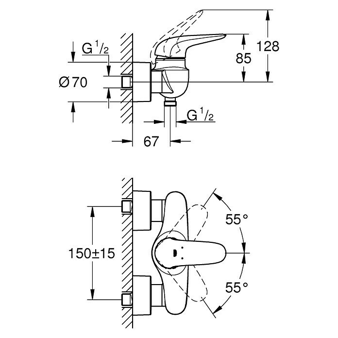 Grohe Eurostyle Solid Brausearmatur (Chrom, Glänzend) | BAUHAUS