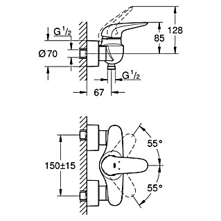 Grohe Eurostyle Solid Brausearmatur (Chrom, Glänzend)