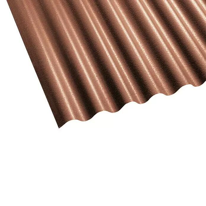Gutta Wellplatte Shelltec - 200 cm x 95 cm x 4 mm, Terracotta-Rot - Strukturiertes, bronzefarbenes Wellblech mit ausgeprägten Wellenrippen.