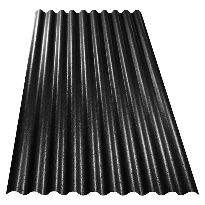 Gutta Wellplatte Shelltec - 200 cm x 95 cm x 4 mm, Anthrazit - Schwarzes Wellblech für Dächer mit strukturierter Oberfläche.