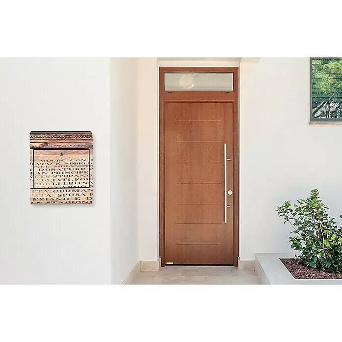 Wandbriefkasten - L x B x H: 12 x 38 x 45 cm, Stahl, Zeitungsfach, Schrift - Stimmungsaufnahme